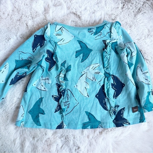 Tea Collection Blue Bird Ruffle Long Sleeve Top 3-6 months - Picture 3 of 5